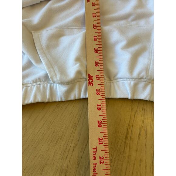 Gymshark Pullover White Sweatshirt Cropped Front Pocket 1/2 Zip Comfy Soft Gym L - Picture 7 of 14